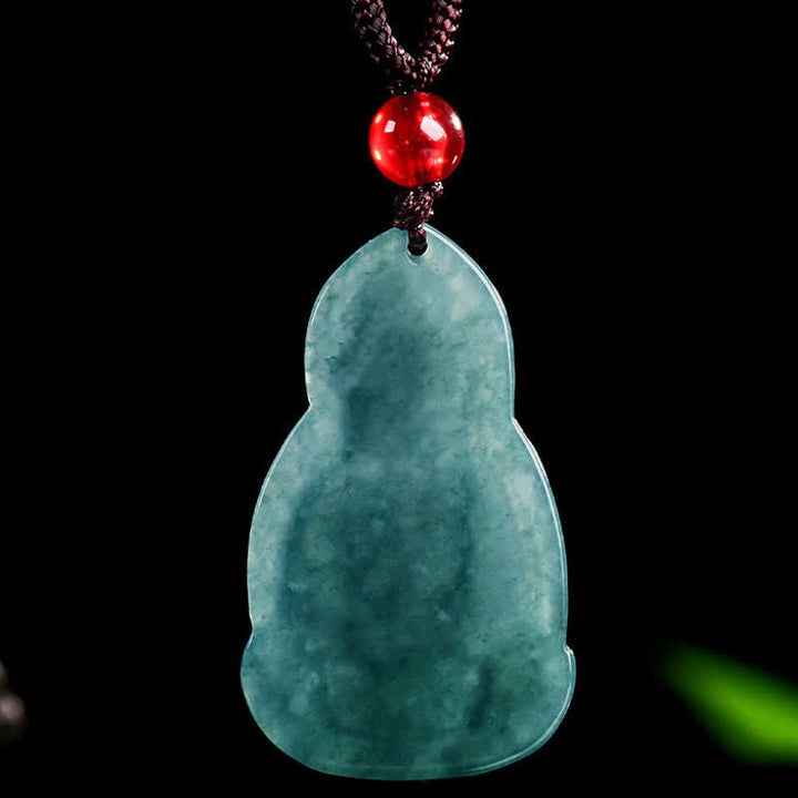 Buddha Stones Collana con ciondolo in giada Avalokitesvara, simbolo di fortuna e compassione. - image 2