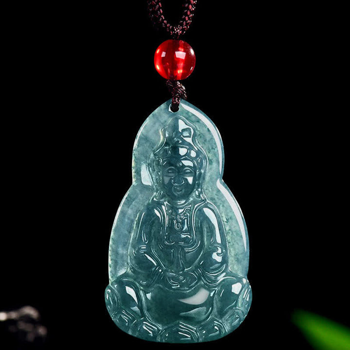Buddha Stones Collana con ciondolo in giada Avalokitesvara, simbolo di fortuna e compassione. - image 10