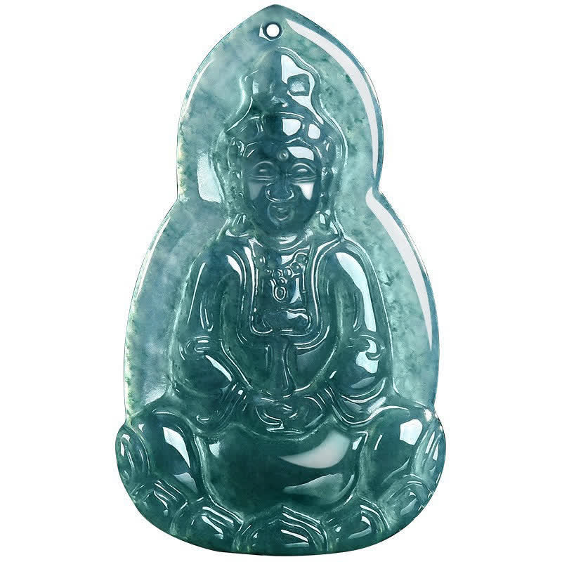 Buddha Stones Collana con ciondolo in giada Avalokitesvara, simbolo di fortuna e compassione. - image 11