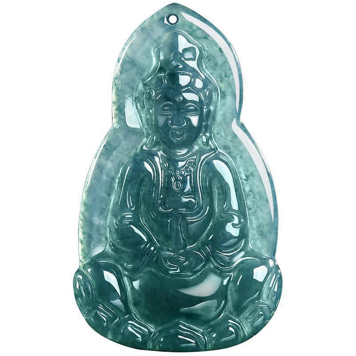 Buddha Stones Collana con ciondolo in giada Avalokitesvara, simbolo di fortuna e compassione. - image 11