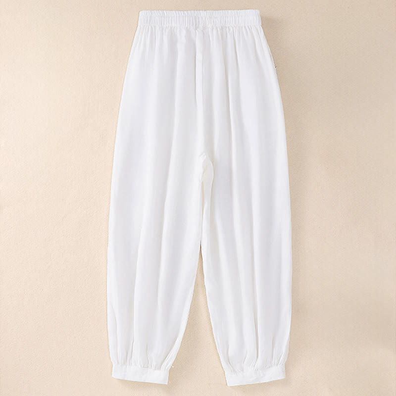 Buddha Stones Pantaloni corti basici casual da donna, tinta unita, per primavera/estate, modello harem con tasche. - image 21
