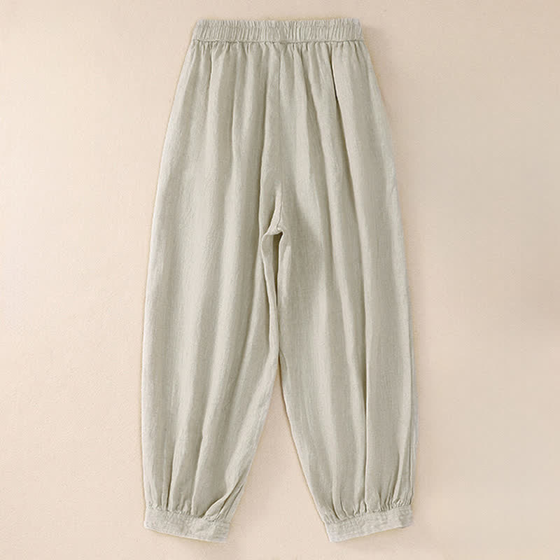 Buddha Stones Pantaloni corti basici casual da donna, tinta unita, per primavera/estate, modello harem con tasche. - image 16