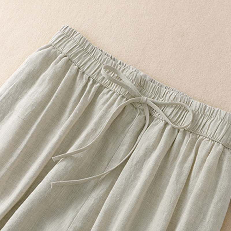 Buddha Stones Pantaloni corti basici casual da donna, tinta unita, per primavera/estate, modello harem con tasche. - image 17