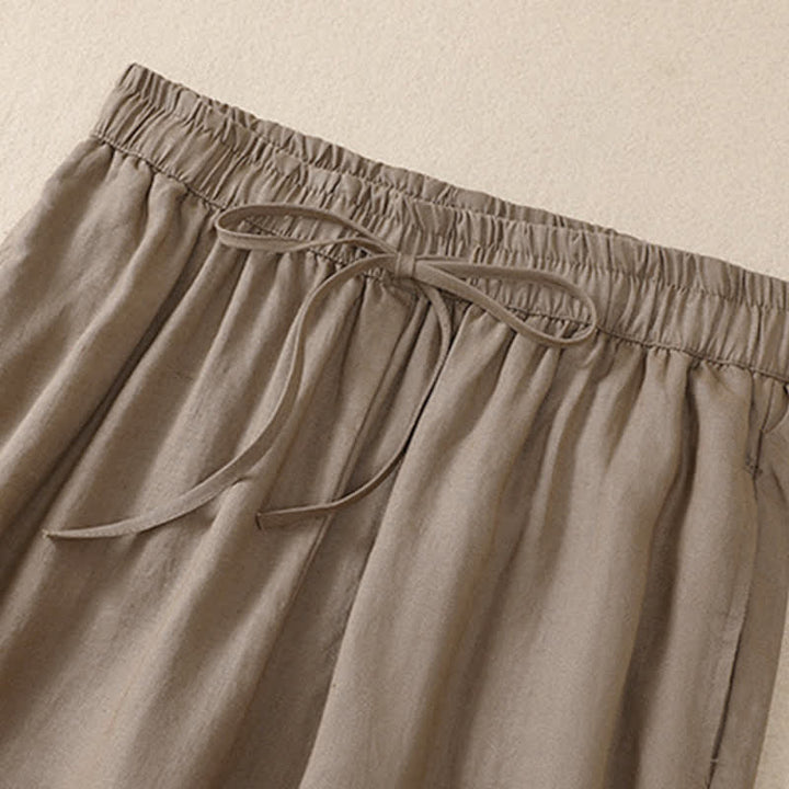 Buddha Stones Pantaloni corti basici casual da donna, tinta unita, per primavera/estate, modello harem con tasche. - image 2
