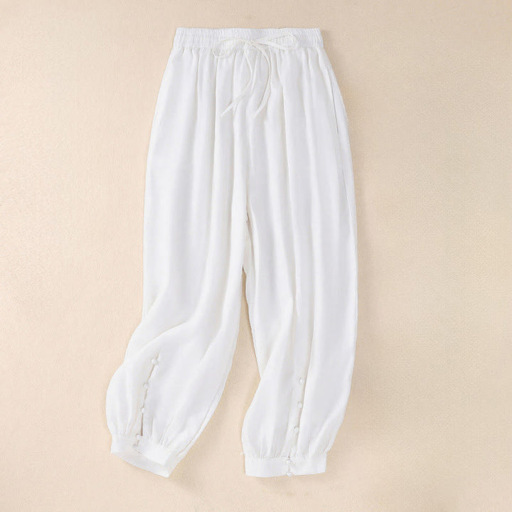 Buddha Stones Pantaloni corti basici casual da donna, tinta unita, per primavera/estate, modello harem con tasche. - Bianco - US8-10, UK/AU12-14, EU40-42 (2XL) - image 20