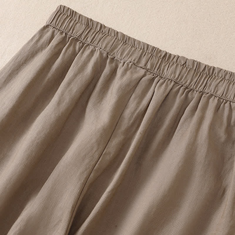 Buddha Stones Pantaloni corti basici casual da donna, tinta unita, per primavera/estate, modello harem con tasche. - image 3