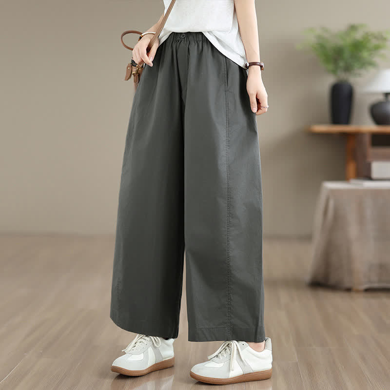 Buddha Stones Pantaloni corti da donna a gamba larga, semplici e tinta unita, per primavera/estate, con tasche. - Grigio tenue - US8-10, UK/AU12-14, EU40-42 (XL) - image 0