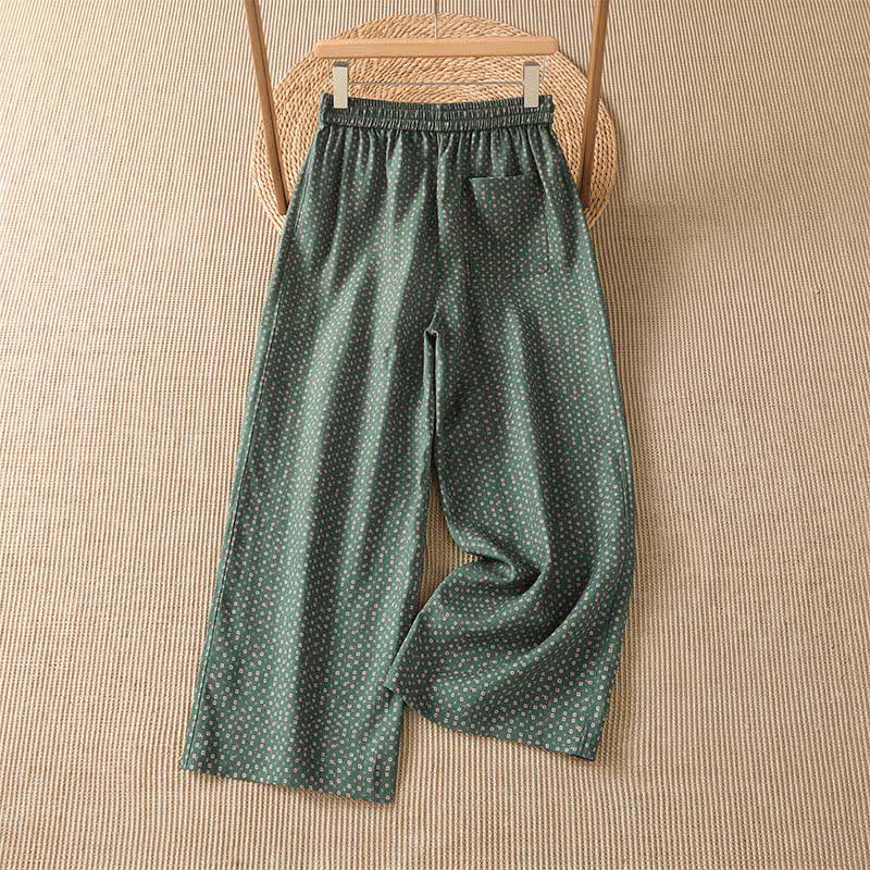 Buddha Stones Pantaloni corti da donna a gamba larga con coulisse, stile boho, casual, primavera/estate, con stampa floreale e tasche. - image 1