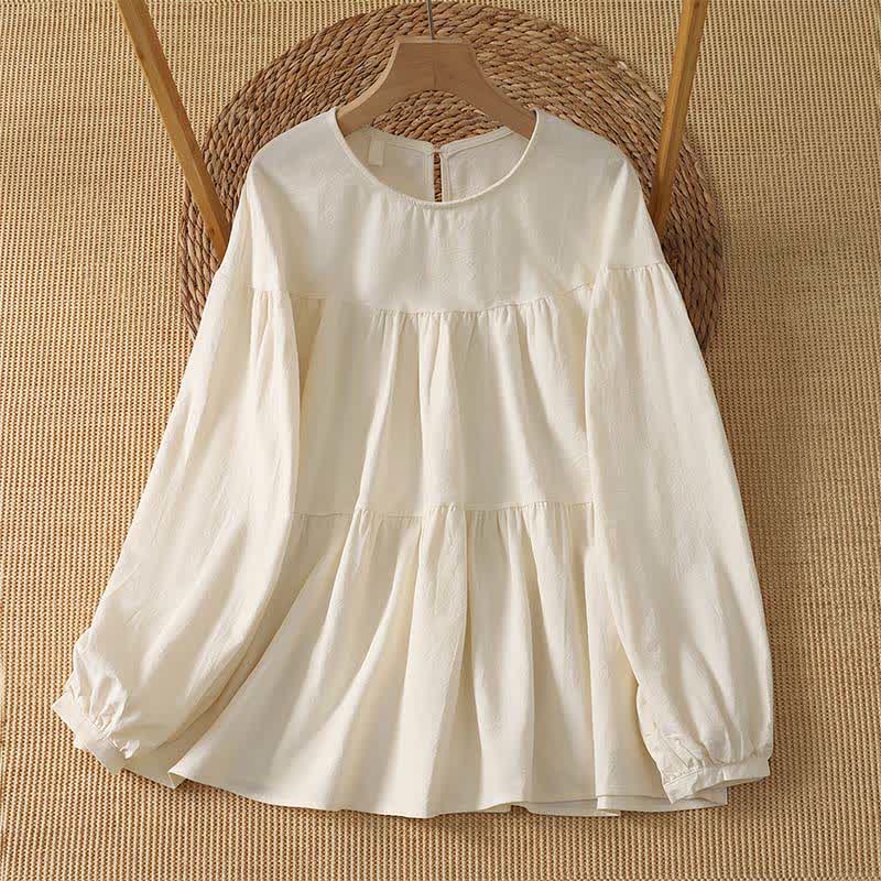 Buddha Stones T-shirt da donna a maniche lunghe, semplice, tinta unita, casual, per primavera/autunno. - Bianco antico - US14, UK/AU18, EU46 (2XL) - image 0