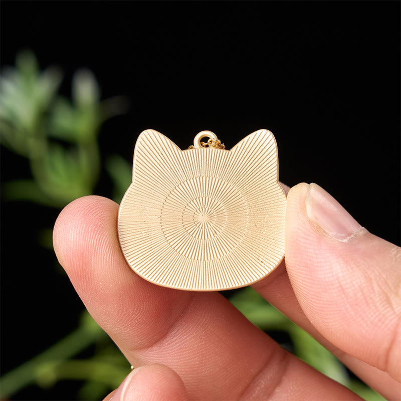 Buddha Stones Collana con ciondolo a forma di testa di gatto in broccato di stile cinese e connessione armonica in rame - image 9