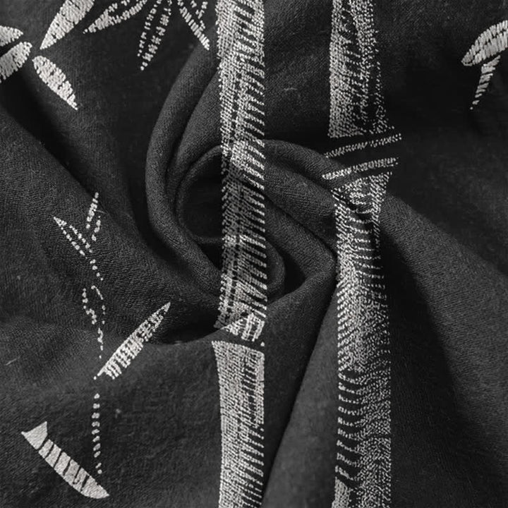 Buddha Stones Camicia da uomo a maniche corte con mezza abbottonatura, stampa a inchiostro di bambù, in cotone. - image 4