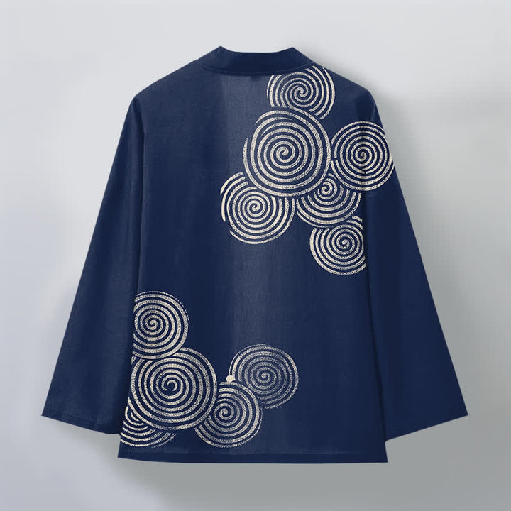 Buddha Stones Kimono da uomo in cotone con motivo a spirale concentrica e apertura frontale. - image 2