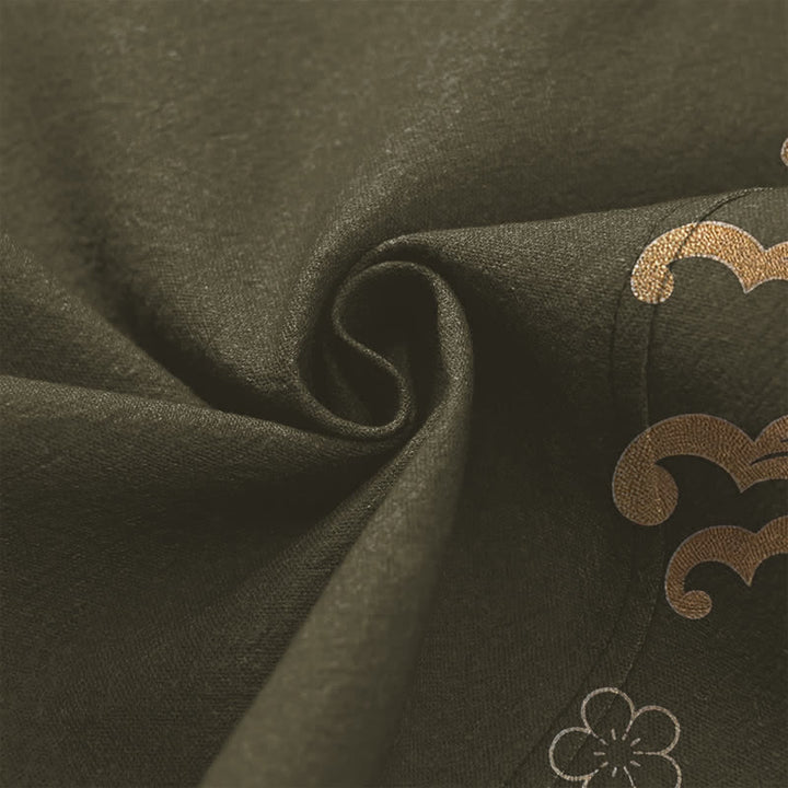 Buddha Stones Kimono da uomo in cotone con motivo floreale e carpe koi dorate, aperto sul davanti. - image 5