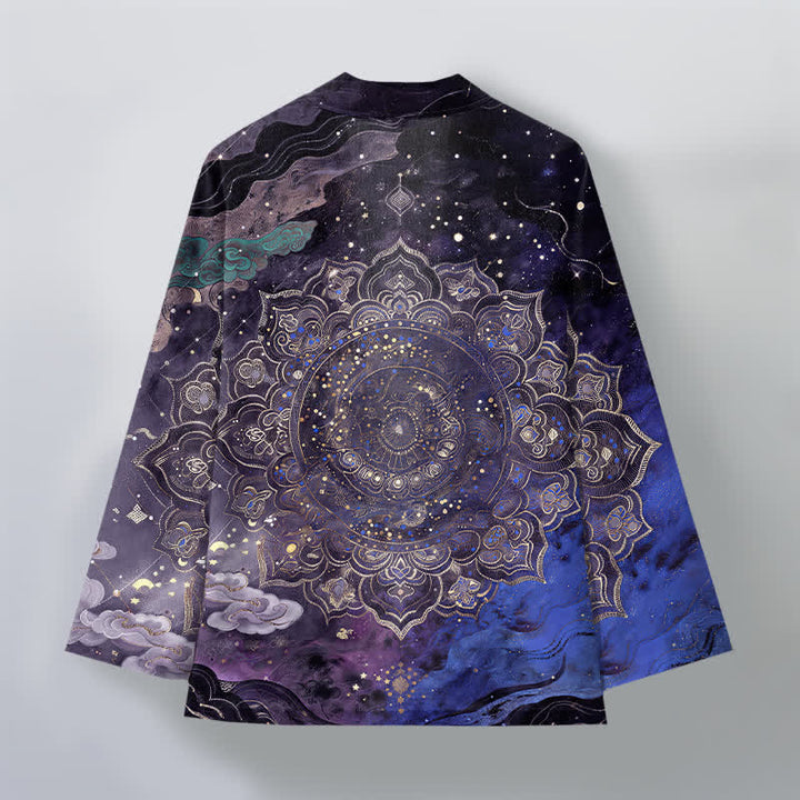 Buddha Stones Kimono da uomo in cotone con motivo mandala galattico e apertura frontale. - image 2