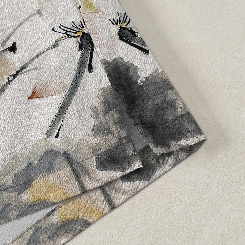 Buddha Stones Kimono da uomo con stampa a loto e apertura frontale, in cotone e inchiostro. - image 4