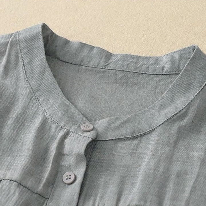 Buddha Stones Camicia da donna con maniche a tre quarti, scollo rotondo e bottoni semplici - image 1
