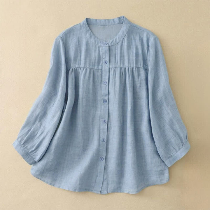 Buddha Stones Camicia da donna con maniche a tre quarti, scollo rotondo e bottoni semplici - Azzurro cielo chiaro - US14, UK/AU18, EU46 (3XL) - image 5
