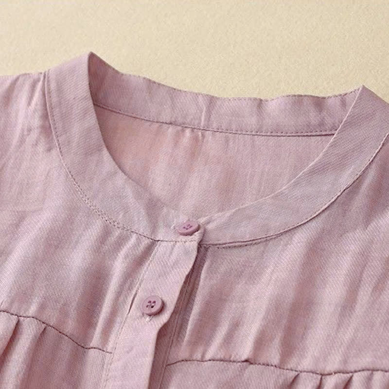 Buddha Stones Camicia da donna con maniche a tre quarti, scollo rotondo e bottoni semplici - image 11