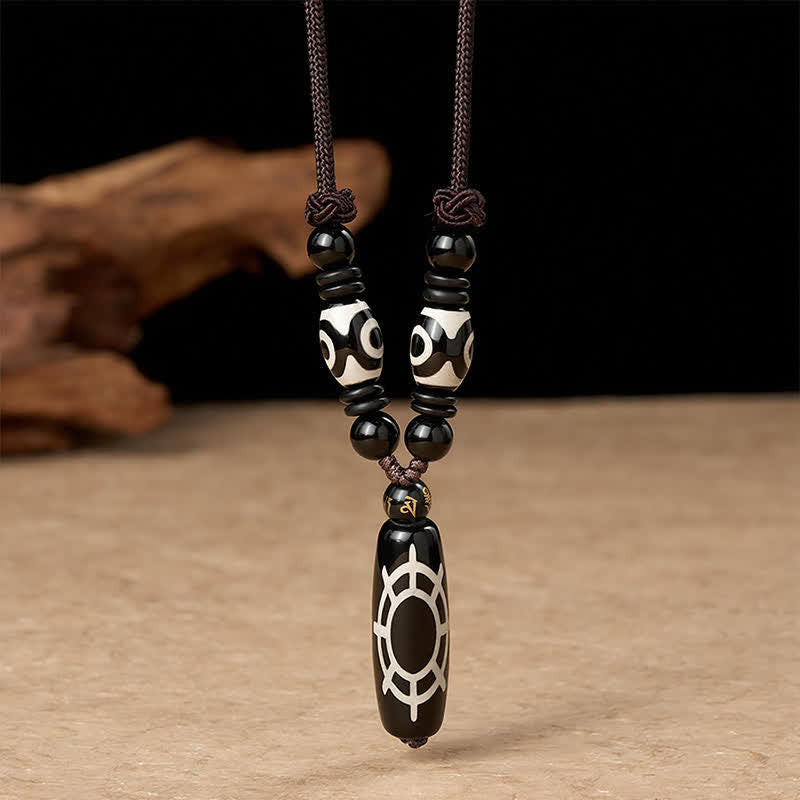 Buddha Stones Collana con ciondolo a forma di tartaruga in onice nera tibetana, portafortuna e protezione. - Onice nero (dimensioni del ciondolo: 30 mm) - image 0