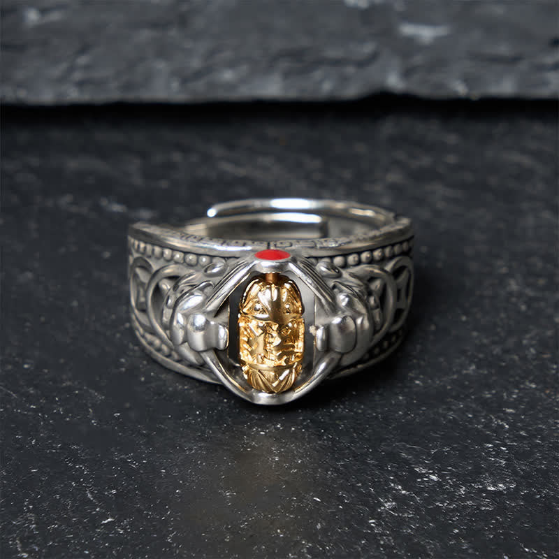 Buddha Stones Anello regolabile con spinner portafortuna cinese Pi Xiu in rame per la ricchezza. - US6-10 (16–19 mm) - image 1