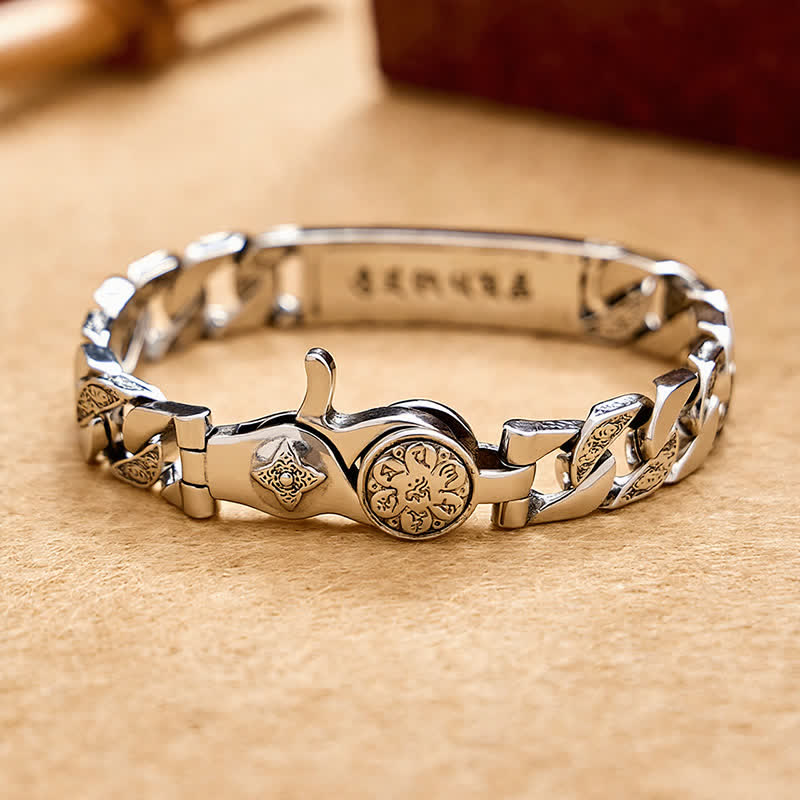 Buddha Stones Bracciale vintage in rame con intaglio a rilievo Taotie Om Mani Padme Hum. - image 2