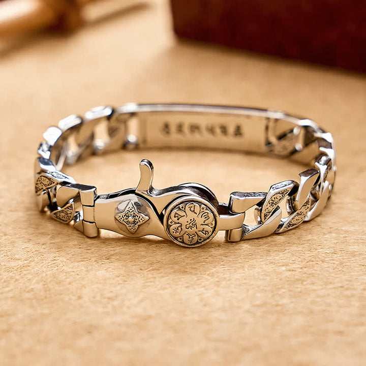 Buddha Stones Bracciale vintage in rame con intaglio a rilievo Taotie Om Mani Padme Hum. - image 2