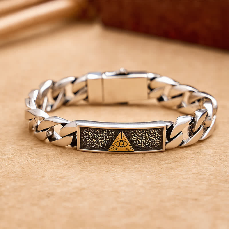 Buddha Stones Bracciale a catena in rame con occhio di Horus inciso, ispirato allo stile egizio. - 7,9–8,3 pollici (20–21 cm) - image 0