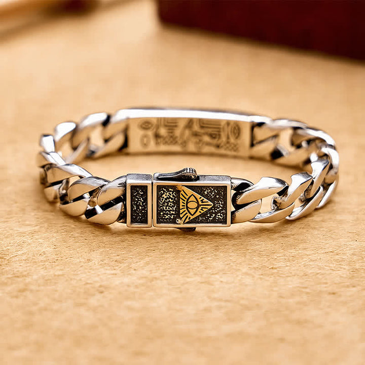 Buddha Stones Bracciale a catena in rame con occhio di Horus inciso, ispirato allo stile egizio. - image 1