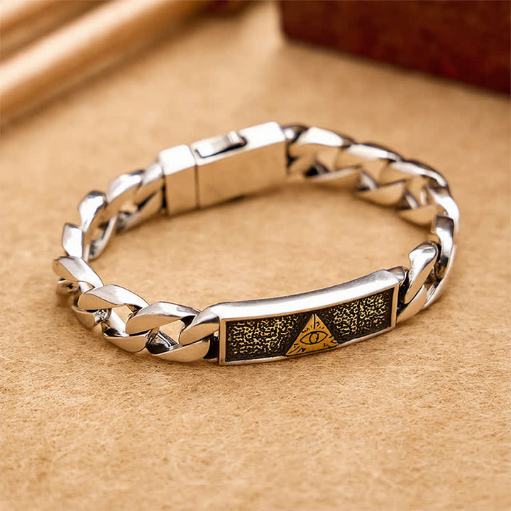 Buddha Stones Bracciale a catena in rame con occhio di Horus inciso, ispirato allo stile egizio. - image 2
