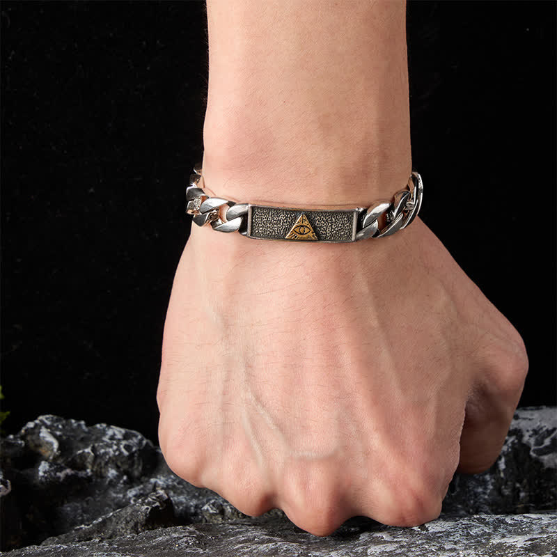 Buddha Stones Bracciale a catena in rame con occhio di Horus inciso, ispirato allo stile egizio. - image 5