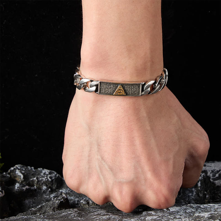 Buddha Stones Bracciale a catena in rame con occhio di Horus inciso, ispirato allo stile egizio. - image 5