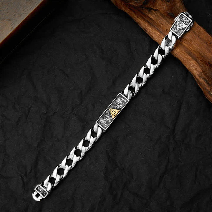 Buddha Stones Bracciale a catena in rame con occhio di Horus inciso, ispirato allo stile egizio. - image 3