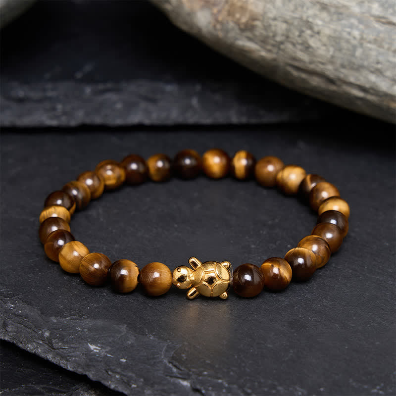 Buddha Stones Braccialetto con perline di tartaruga in occhio di tigre naturale, accessori e simbolo del coraggio - Occhio di tigre da 6 mm (circonferenza del polso: 5,5–5,9 pollici/14–15 cm) - image 0