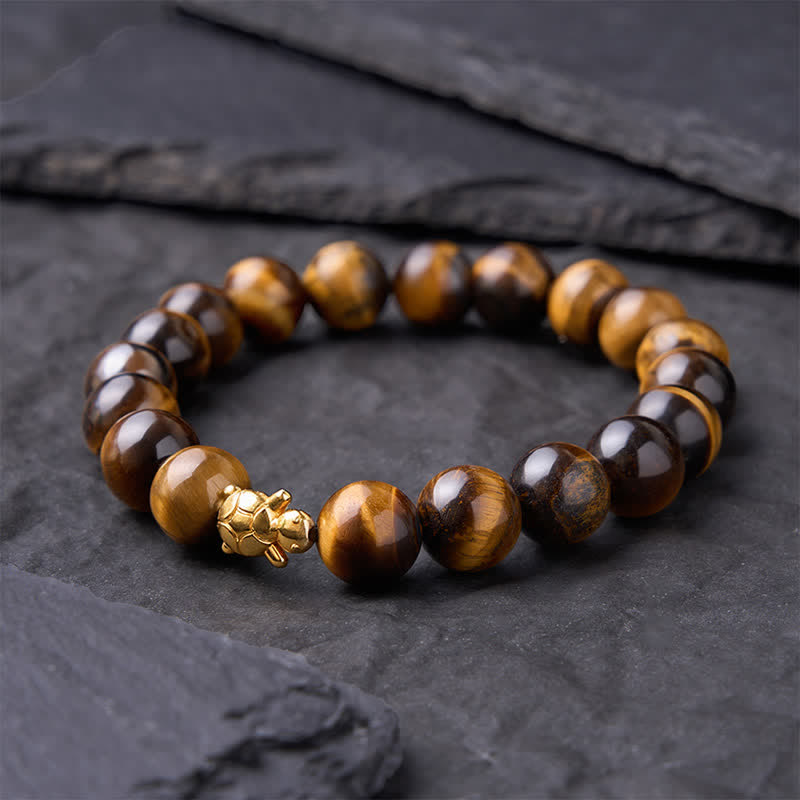 Buddha Stones Braccialetto con perline di tartaruga in occhio di tigre naturale, accessori e simbolo del coraggio - image 17