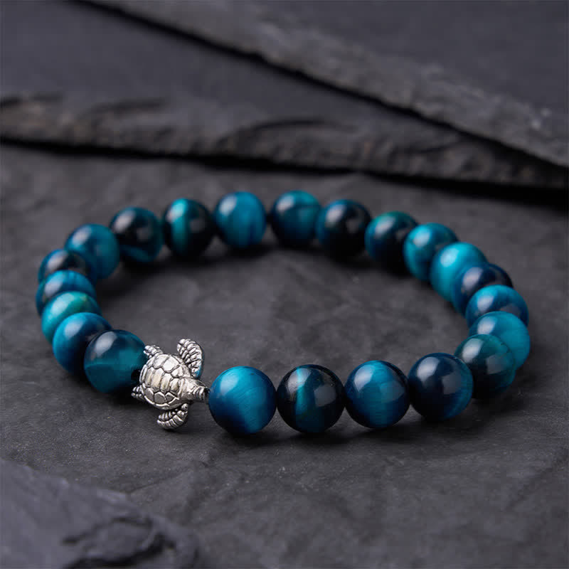 Buddha Stones Bracciale potente con tartaruga in rame e occhio di tigre blu - image 10