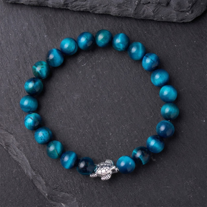 Buddha Stones Bracciale potente con tartaruga in rame e occhio di tigre blu - image 11