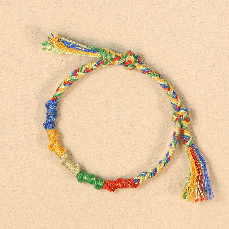Buddha Stones Braccialetto tibetano portafortuna con drago e corda multicolore - Bracciale multicolore (circonferenza del polso: 15-17 cm) - image 0