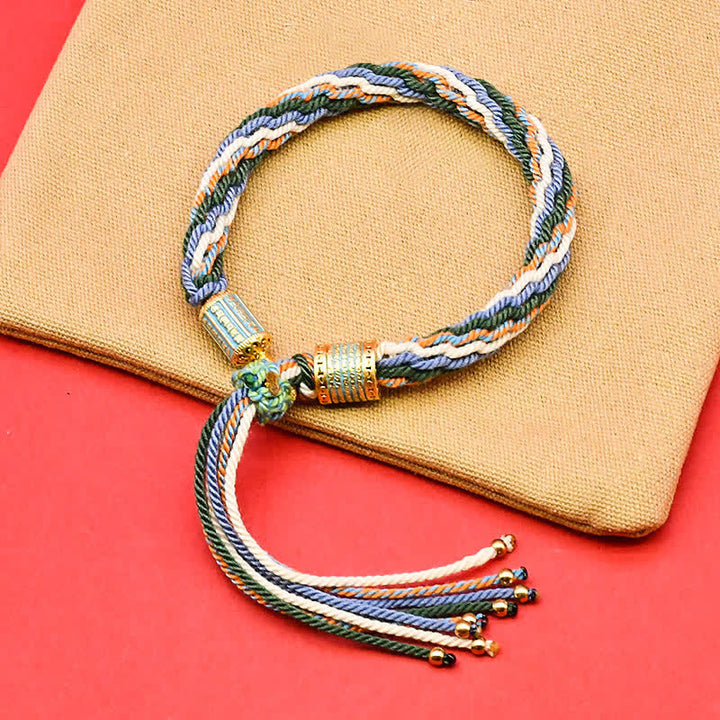 Buddha Stones Bracciale tibetano con nappe colorate in smalto e corda - Verde (Circonferenza del polso: 5,9–7,1 pollici/15–18 cm) - image 3