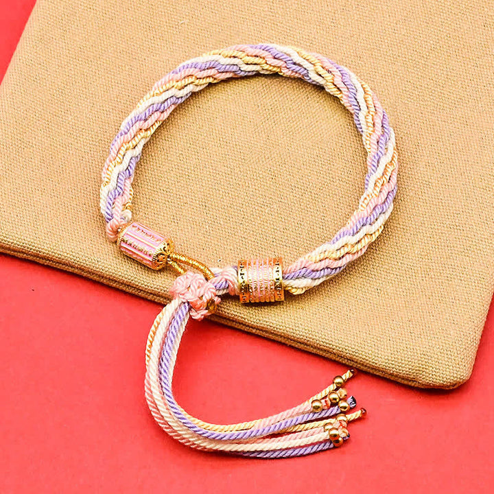 Buddha Stones Bracciale tibetano con nappe colorate in smalto e corda - LavenderBlush (Circonferenza del polso: 5,9–7,1 pollici/15–18 cm) - image 5