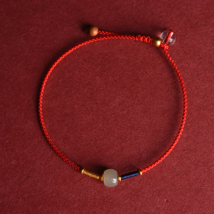 Buddha Stones Cavigliera regolabile con perline rotonde di giada e cordino rosso. - Cavigliera - Rossa (8,3-10,6 pollici/21-27 cm) - image 10