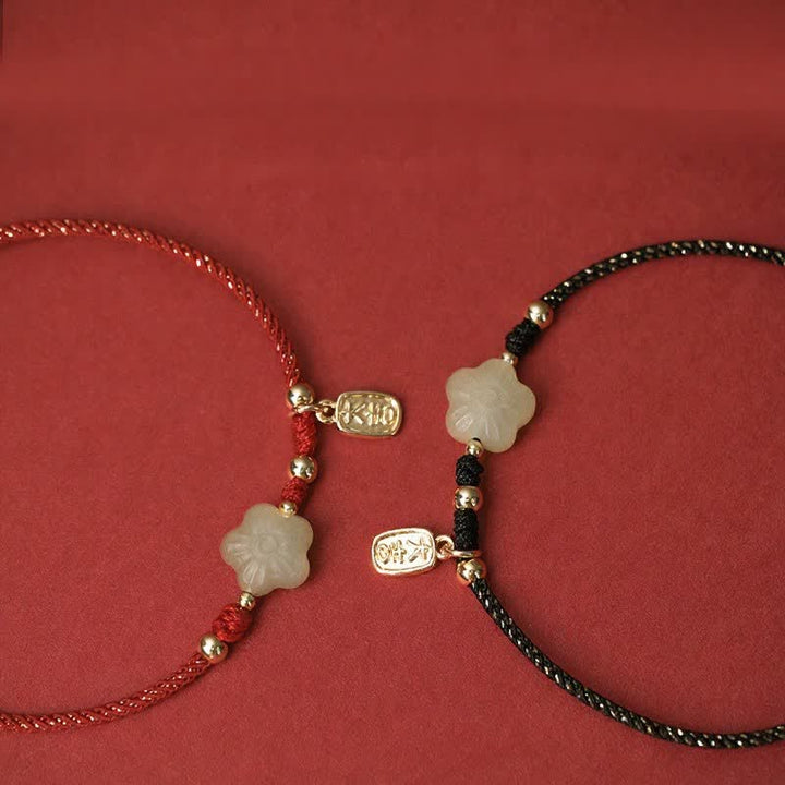 Buddha Stones Braccialetto di protezione con cordino regolabile in giada ciano Lucky Hetian con motivo floreale - image 13