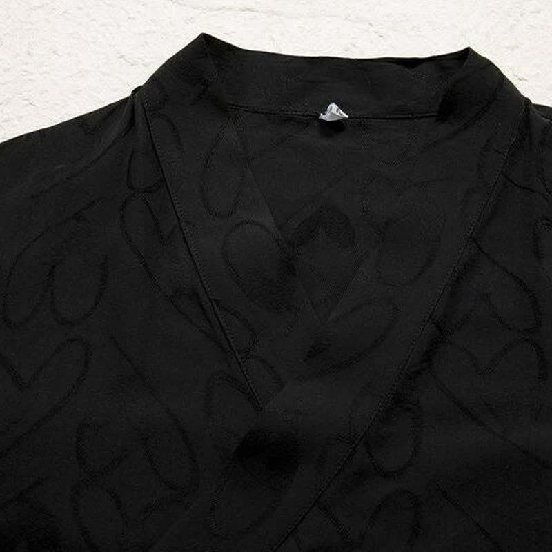 Buddha Stones Camicia da uomo a maniche lunghe in cotone tinta unita, minimalista, casual, con coulisse, per primavera/estate. - image 2