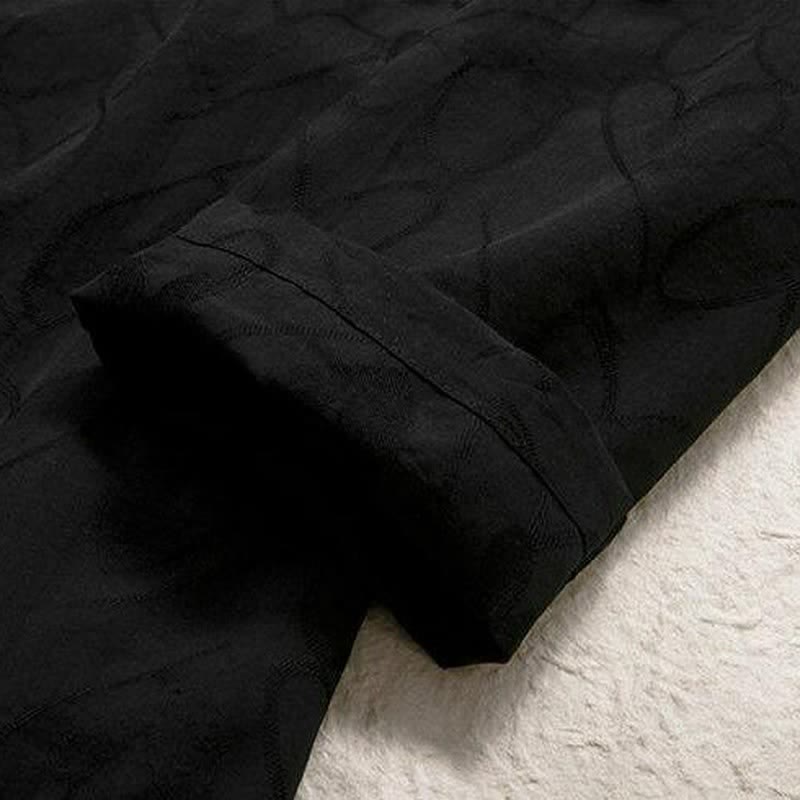 Buddha Stones Camicia da uomo a maniche lunghe in cotone tinta unita, minimalista, casual, con coulisse, per primavera/estate. - image 4