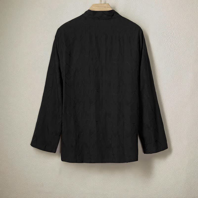 Buddha Stones Camicia da uomo a maniche lunghe in cotone tinta unita, minimalista, casual, con coulisse, per primavera/estate. - image 1