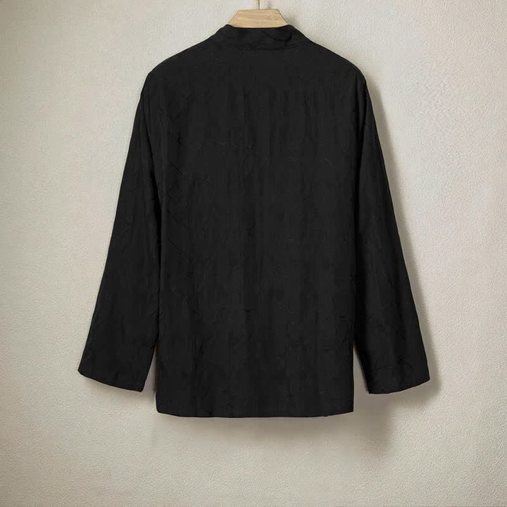 Buddha Stones Camicia da uomo a maniche lunghe in cotone tinta unita, minimalista, casual, con coulisse, per primavera/estate. - image 1