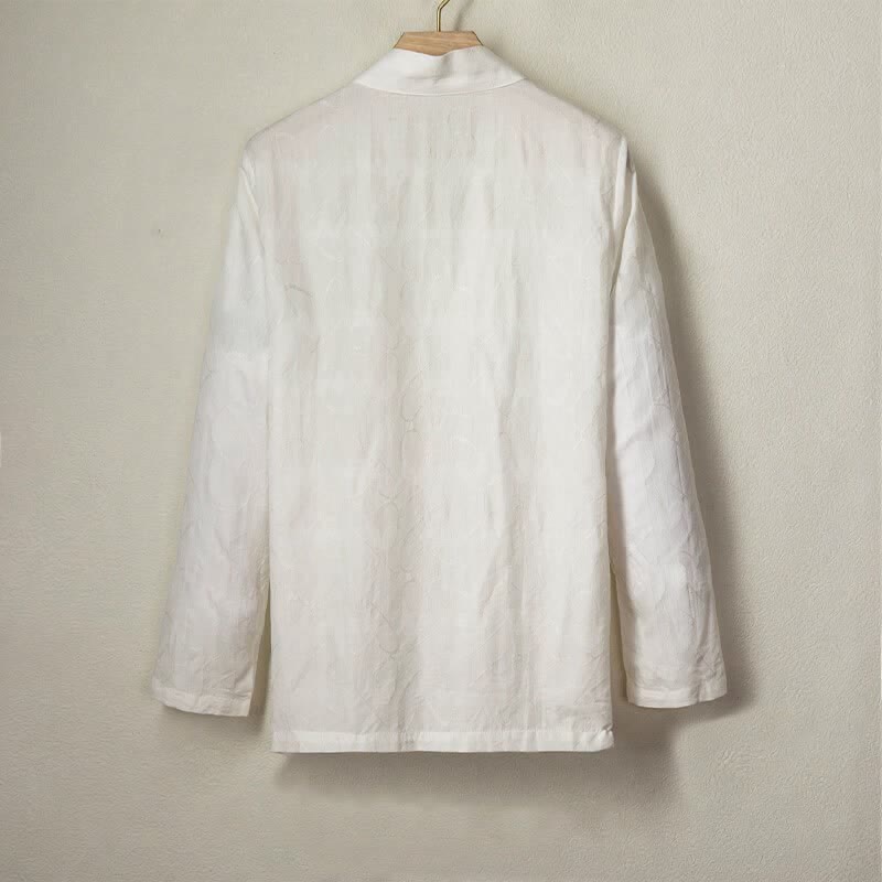 Buddha Stones Camicia da uomo a maniche lunghe in cotone tinta unita, minimalista, casual, con coulisse, per primavera/estate. - image 7