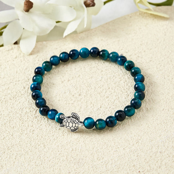Buddha Stones Bracciale potente con tartaruga in rame e occhio di tigre blu - image 3