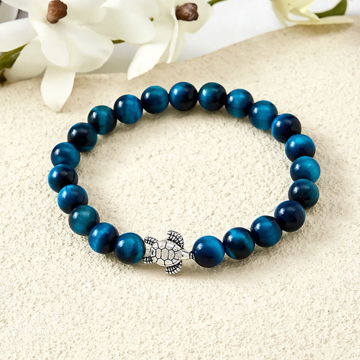 Buddha Stones Bracciale potente con tartaruga in rame e occhio di tigre blu - image 12