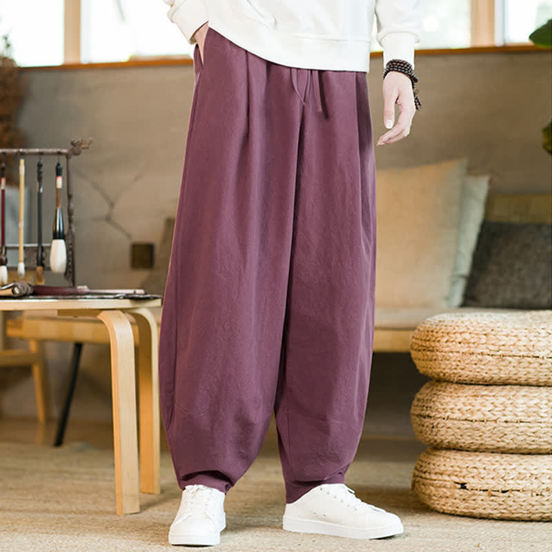 Pantaloni harem da uomo con coulisse e tasche, tinta unita, con motivo Buddha Stones. - Rosa intenso - US/UK/AU46, EU56 (5XL) - image 5