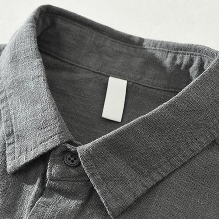 Buddha Stones Camicia da uomo a maniche lunghe in ramia tinta unita, casual, minimalista, con bottoni, ideale per primavera e autunno. - image 1